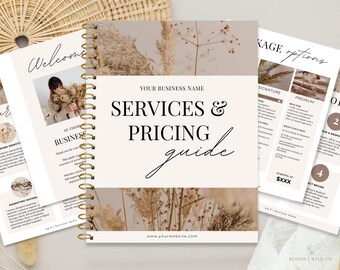Service And Pricing Guide Template, Client Welcome Bundle Canva, Client Onboarding for coaches, creatives, freelancers, designers