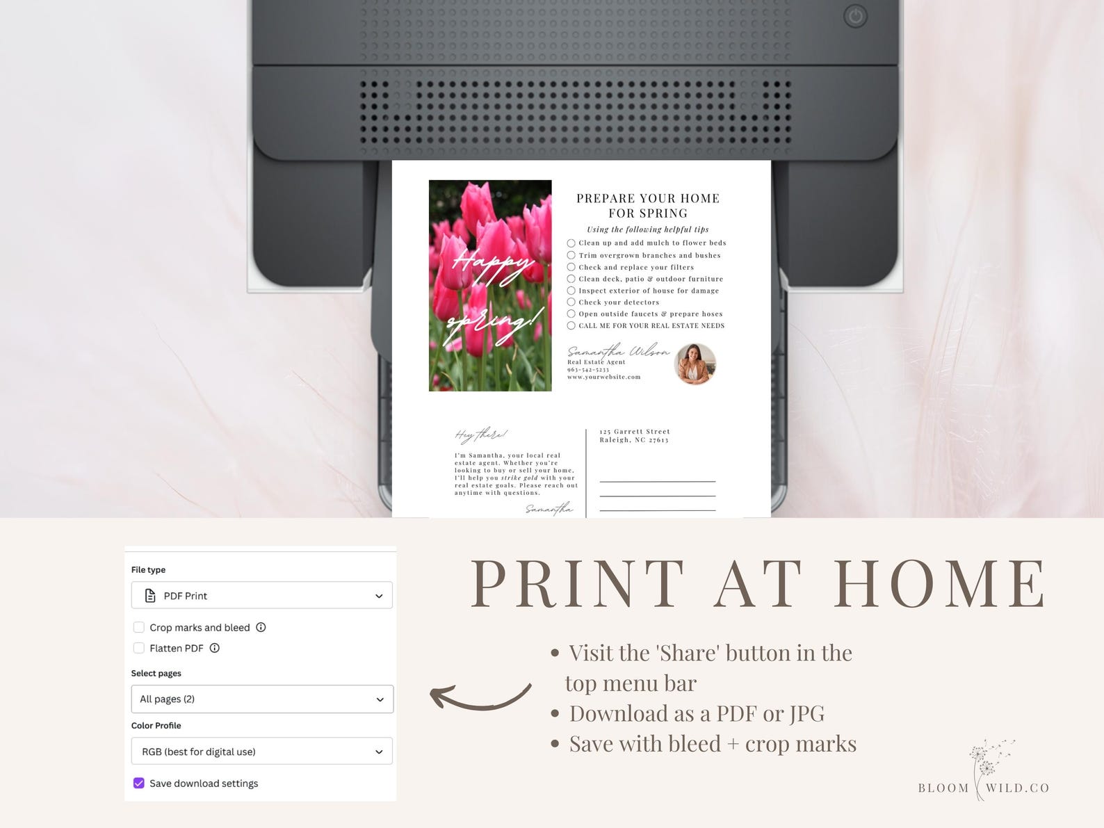 Spring Home Maintenance Checklist Realtor, Realtor Marketing Postcard ...