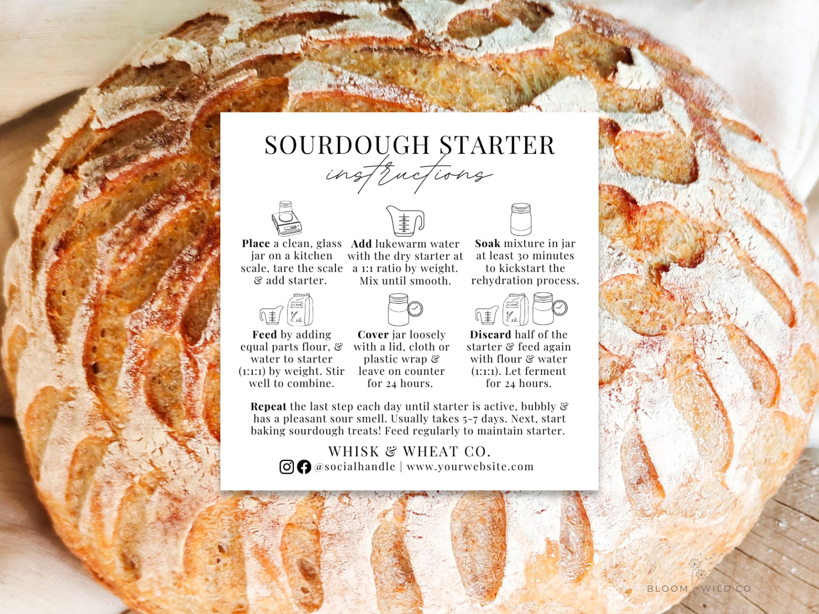 Sourdough Starter Care Card, Sourdough Starter Care Instructions ...
