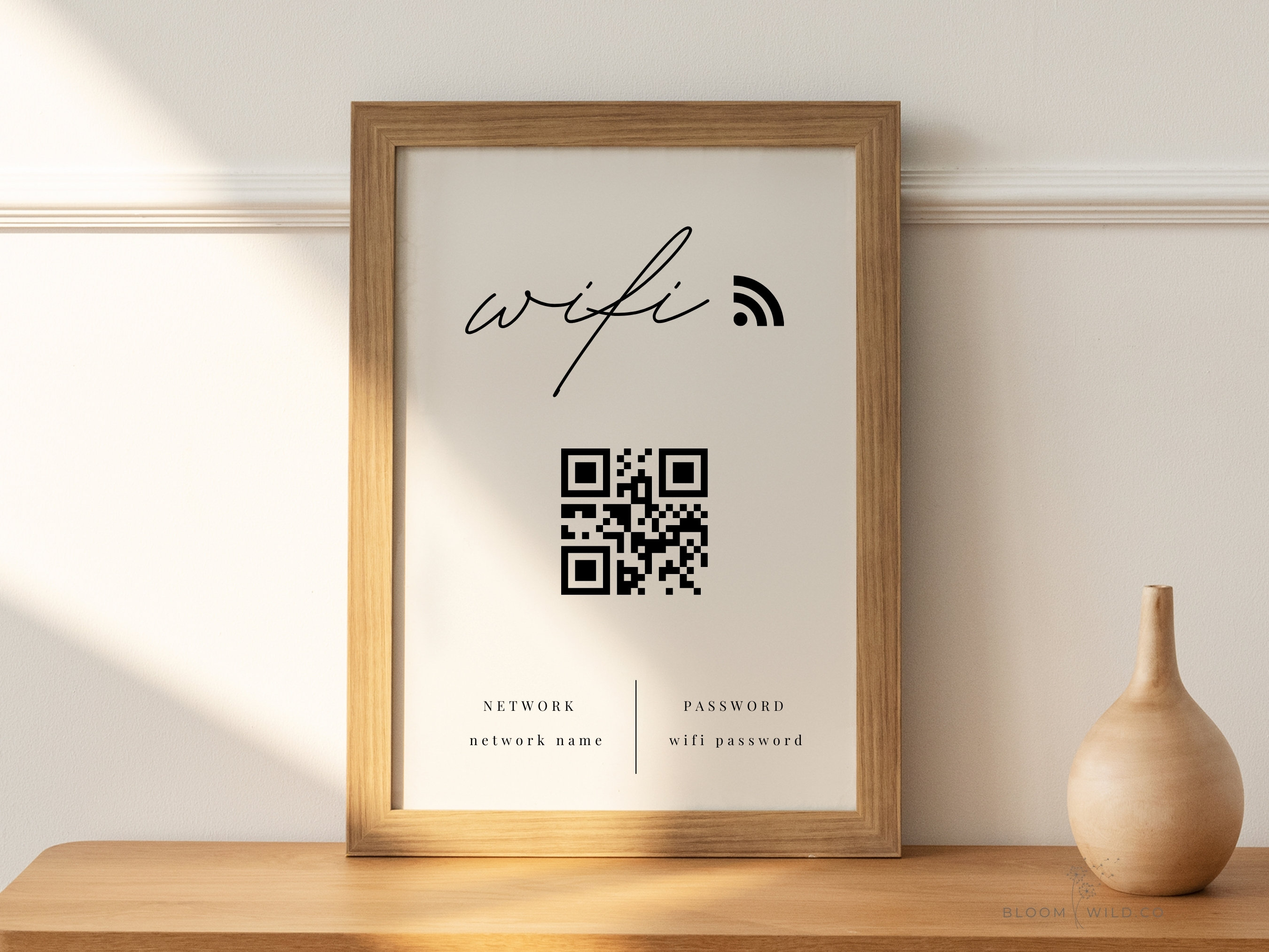 Wifi Qr Code For Airbnb, Wifi QR Code Editable Canva Template, Wifi Password Sign Qr Code, Guest Room Wifi Sign, Short Term Rental Host Sign