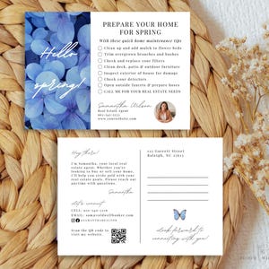 Frühling Realtor Marketing Postkarte, Frühling Hausinstandhaltung Checkliste Realtor, Grundbesitz Postkarten Frühling, Frühlingszeit Makler Mailer