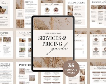 Services and Pricing Guide, Client Welcome Bundle Canva, Client Onboarding for coaches, creatives, photographers, designers