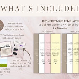 May include: Printable 8.5x11 inch template for creating labels with 2 design options and 4 color options. The template includes a QR code option and is editable in Canva. The image shows a preview of the labels with the text "Lemon Poppyseed", "Classic Vanilla", and "Red Velvet".