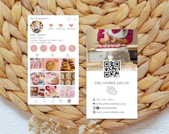 Cartão de Visita para Doces, Cartões de Visita para Padaria Caseira no Instagram, Modelo Canva para Micro Padaria Caseira, Cartões de Visita para Doces e Guloseimas, Colúmbia Britânica