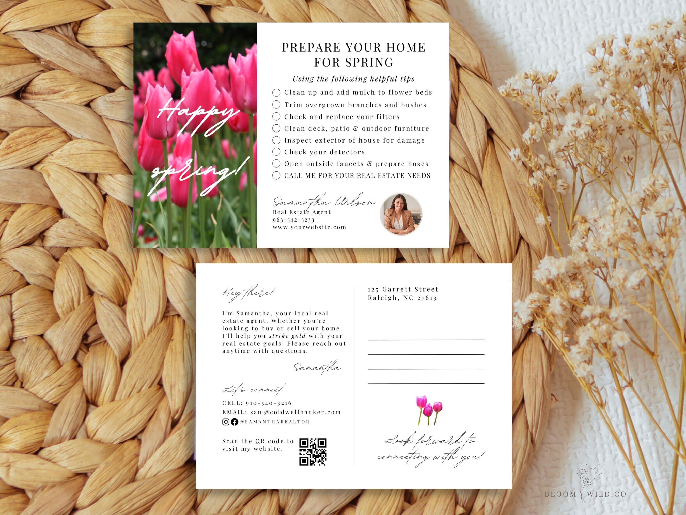Spring Home Maintenance Checklist Realtor, Realtor Marketing Postcard ...