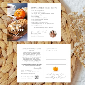 Pumpkin Spice Grundbesitz-Karte, Grundbesitz-Postkarten-Rezept, Pumpkin Spice-Postkarte, Marketing-Vorlage
