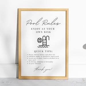 Airbnb Poolreglerskylt, redigerbar Airbnb Poolreglermall Canva, Air Bnb-regler, Airbnb-skyltar Boho, VRBO-värddekor Poolsäkerhet