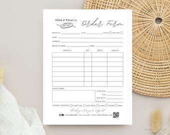 Modello di modulo d'ordine per panetteria domestica, modulo d'ordine per panettieri, modulo di pre-ordine per pasta madre, modulo d'ordine online Canva, foglio di fattura per ordine di prodotti alimentari artigianali