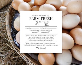 Farm Fresh Egg Care Instructions, Egg Carton Label Digital Download, Egg Handling Printable, Cottage Food Safety, Farm Egg Stand Roadside