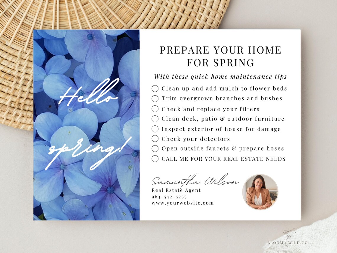 Spring Realtor Marketing Postcard, Spring Home Maintenance Checklist ...