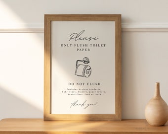Airbnb Toilet Sign, Bathroom Sign Septic Tank, Sign Only Toilet Paper, Bathroom Sign Above Toilet, Do Not Flush Editable Canva Poster