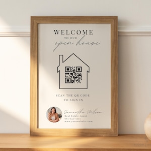 Welkom bij ons opendeurdagbord, QR-code opendeurdag, opendeurdag makelaars, inloggen met QR-code, flyer luxe onroerend goed
