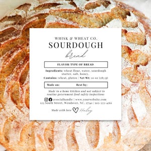 Cottage Law Label Sauerteig, Sauerteigbrot Zutat Etiketten, Sauerteigbrot Vorlage, Cottage Law Bäckerei Etiketten, Sauerteig Cottage Label