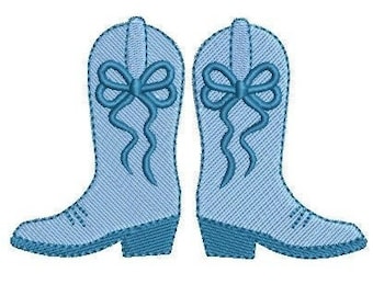 Cowgirl Boot & Bow Fill Stitch, Machine Embroidery Design, 4 Sizes, PES DST JEF Incl Digital Instant Download