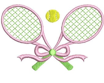 Tennis Racquets Rackets Crossed Machine Embroidery Design, 5 Sizes, PES DST JEF Incl Digital Instant Download