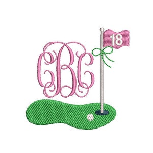 Golf Green Girls 18th Hole Monogram Preppy Frame Machine Embroidery Design, 4 Sizes PES DST JEF++ Incl Digital Instant Download