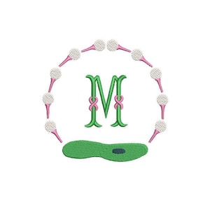 Golf Monogram Frame Preppy Design for Machine Embroidery, 3 Sizes PES DST JEF++ Incl Digital Instant Download