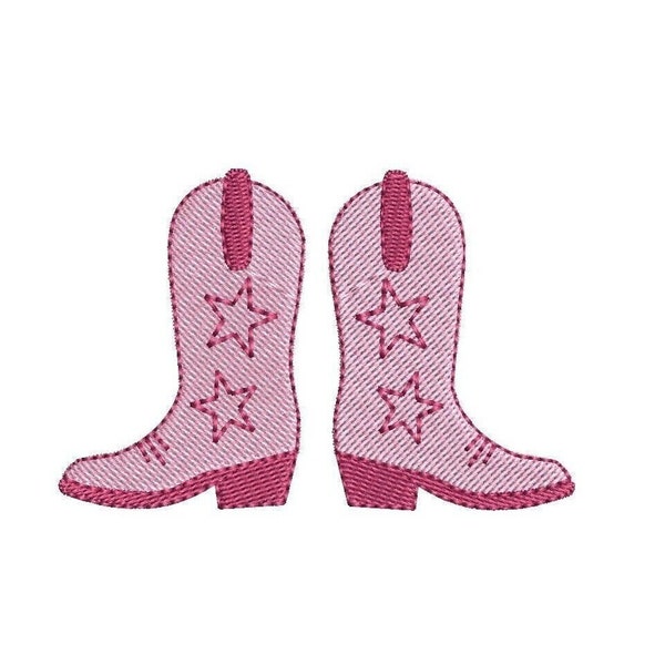 Cowgirl Cowboy Boot Fill Stitch Two Star, Machine Embroidery Design, 4 Sizes, PES DST JEF Incl Digital Instant Download