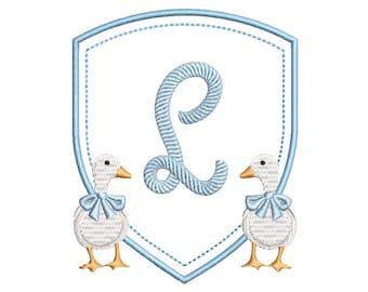 Cadre monogramme écusson bébé canard blanc, motif de broderie Machine, 4 tailles, PES DST JEF, téléchargement immédiat numérique inclus