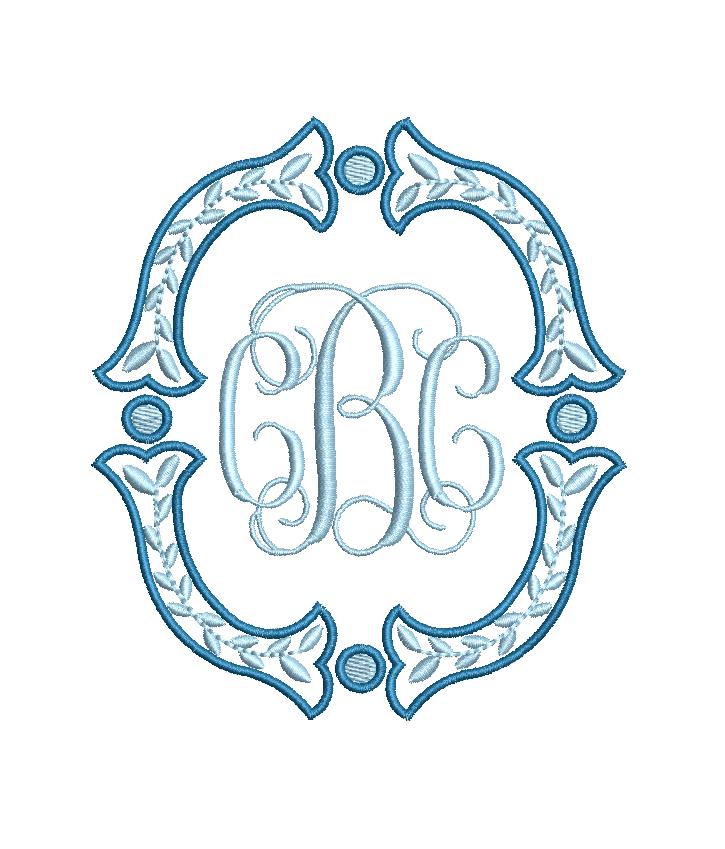 Fishtail Monogram Examples Fishtail Satin Outline & Vine Monogram Frame, Machine Embroidery Design ...