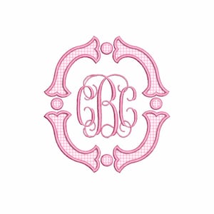 Monogramram med fiskstjärtapplikation, maskinbroderidesign, 5 storlekar, PES DST+++ inkl. digital omedelbar nedladdning