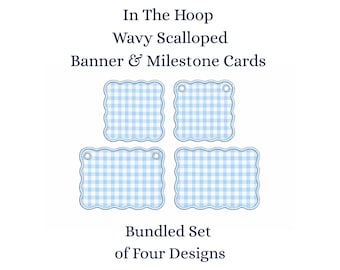Banner e Cartões de Marcos "In The Hoop", Desenhos de Bordado à Máquina com Apliques, 6 Tamanhos, PES DST+++ Inclui Download Digital Instantâneo