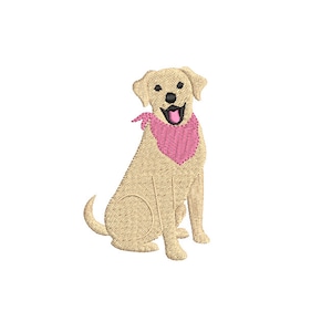 Happy Dog & Bandana, Machine Embroidery Design, 5 Sizes, PES DST JEF Incl Digital Instant Download