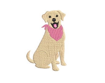 Happy Dog & Bandana, Machine Embroidery Design, 5 Sizes, PES DST JEF Incl Digital Instant Download