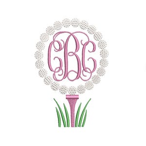 Golfbälle & Tee Kreis Monogramm Rahmen Design für Maschinenstickerei, 5 Größen PES DST JEF ++ Incl digitaler Sofort Download