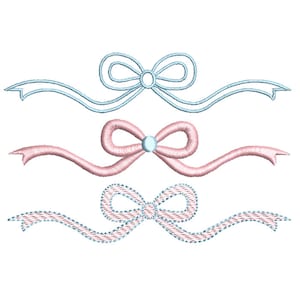 Bow Ribbon Mini Fill With Outline Machine Embroidery Design Baby Girl Cute  Preppy