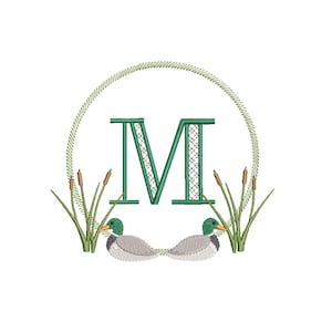 Mallard Duck Cat Tails Reeds Frame, Machine Embroidery Design, 3 Sizes, PES DST JEF Incl Digital Instant Download