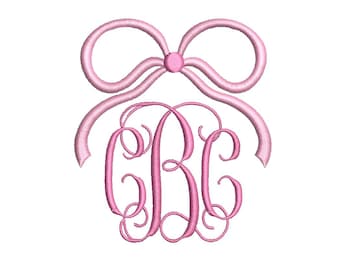 Coquette Bow Monogram Frame: Two-Color Machine Embroidery Design (PES++)