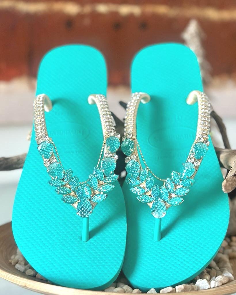 Green Crystal Bridal Sandals