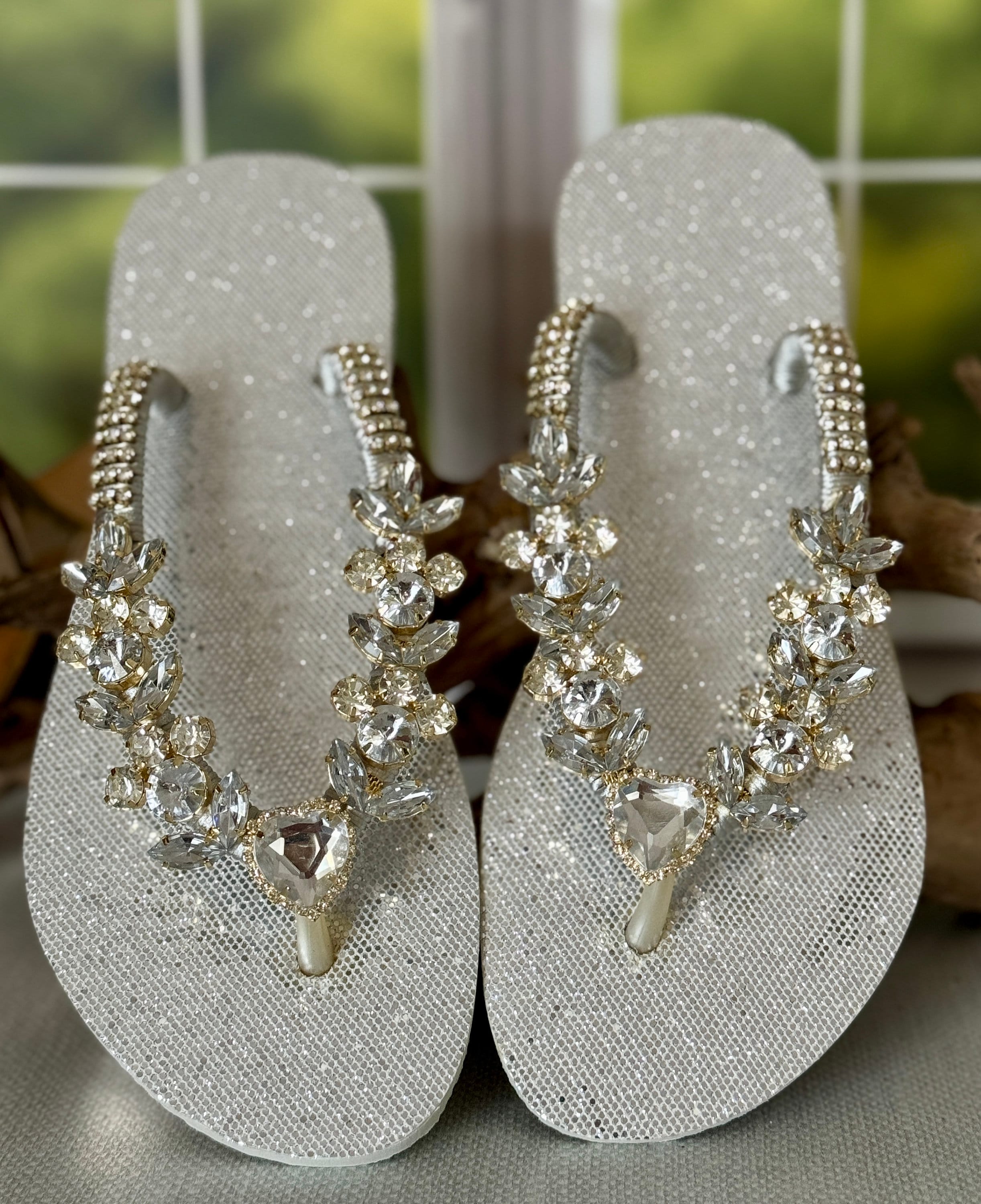 Womens Bling Sandals Women's Silver Glitter Flip Flop Sandals With