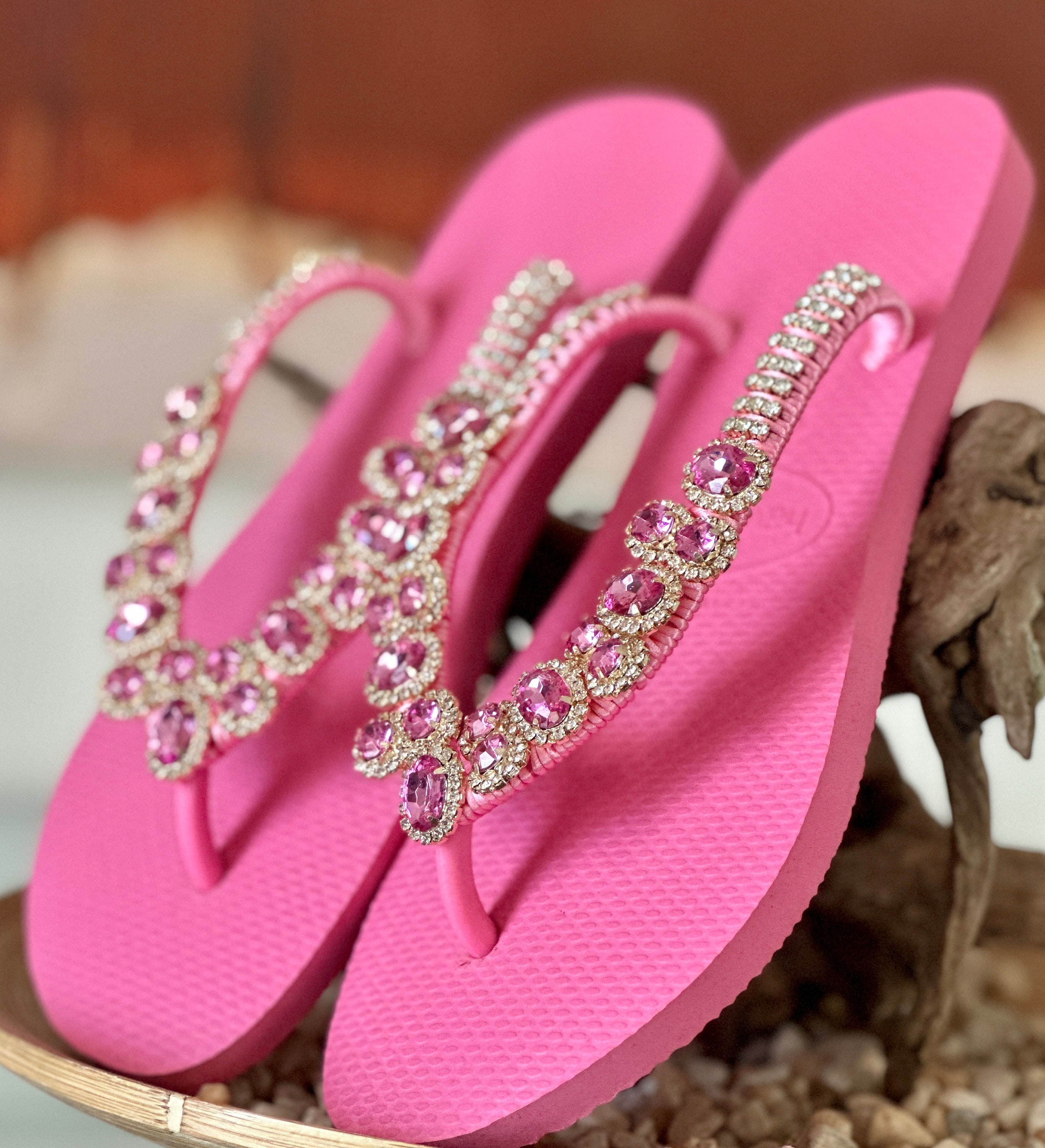 Pink Crystal Sandals - Etsy UK