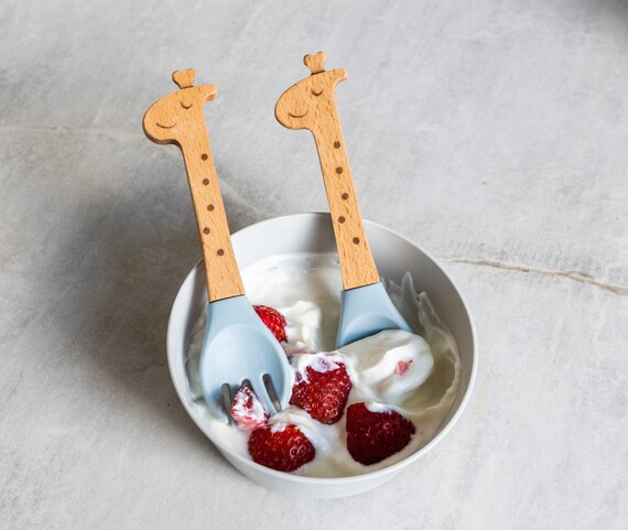 Personalized Spoon and Fork Set, Sweet Baby Giraffe