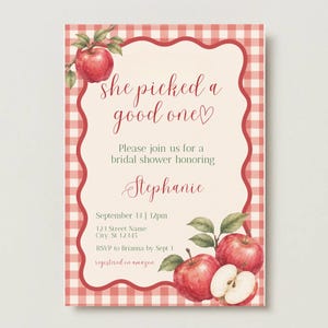 Zaproszenie na wieczór panieński „Apple Bridal Shower”, Zaproszenie na wieczór panieński „She Picked a Good One”, Apple-y Ever After, Zaproszenie na sad jabłkowy, Jesienny wieczór panieński zdjęcie 7