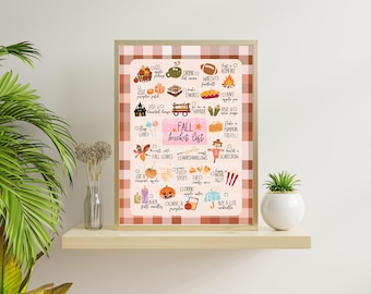 Fall Bucket List Printable, Kids Autumn Activity Poster, Digital Fall Checklist for Families, Seasonal Bucket List, Fall To Do List