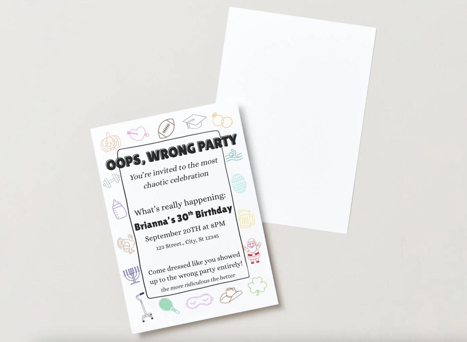 Funny Wrong Party Invitation: Costume Theme Birthday, Editable Template ...