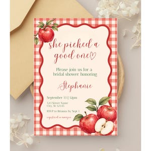 Apple Bridal Shower Invitation, She Picked a Good One Bridal Shower Invitation, Apple-y Ever After, Apple Orchard Invite, Fall Bridal Shower