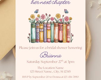A New Chapter Beings Bridal Shower Invitation, Her Next Chapter, Book Themed Bridal Shower Invitation, Storybook Bridal Shower, Floral Book