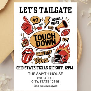 Football Party Invite Digital, Football Tailgate Party Invite, Tailgate Invitation, Football Themed Invitation, Game Day Invitation