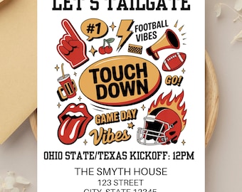 Football Party Invite Digital, Football Tailgate Party Invite, Tailgate Invitation, Football Themed Invitation, Game Day Invitation