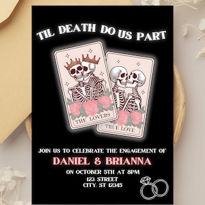 Halloween Engagement Party Invite, Til Death Do Us Part, Halloween Bridal Shower Invitation, Bride Or Die, Til Death Do Us Party
