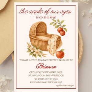 Apple Themed Baby Shower Invite, Apple Of Our Eyes, Apple Orchard Baby Shower, Fall Themed Baby Shower Invitation, Fall Mom to Be