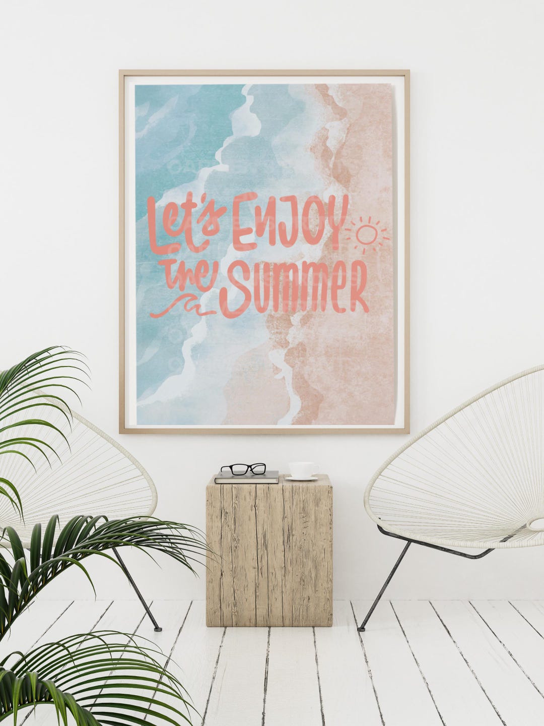 Let’s Enjoy the Summer Print | Beach Quote Wall Art | Coastal Digital