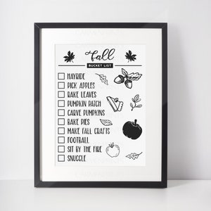 Fall Bucket List Printable, Fall Activities for Family, Fall To Do List, Fall Printable Decor, Fall Print, Autumn Home Decor, DIY Home Decor