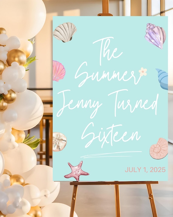 The Summer I Turned Pretty Party Decor, Sweet 16 Beach Party Welcome Sign, Seashell Theme, Summer I Turned Pretty Birthday Sign