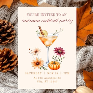 Autumn Cocktail Party Invitation, Fall Happy Hour Invite, Autumn Party Invitation, Friendsgiving Invite, Fall Birthday Invitation, Fall Dinner Party Invitation
