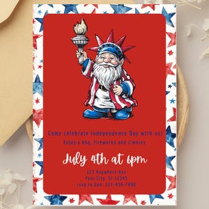 Bearbeitbare 4. Juli Einladung Vorlage | Vatertötische Grillparty einladen | Stars and Stripes Feier zum Unabhängigkeitstag | Sofort Download